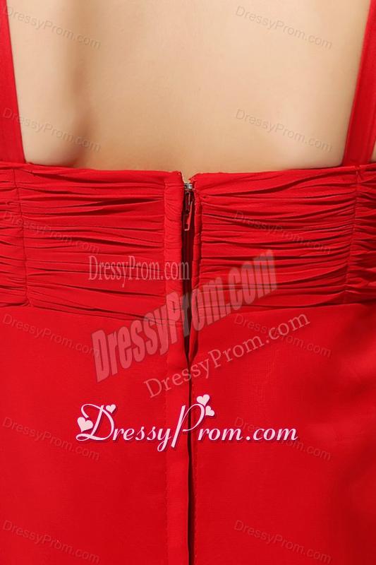 Empire One Shoulder Red Beading Graduation Chiffon 2014 Prom Dress