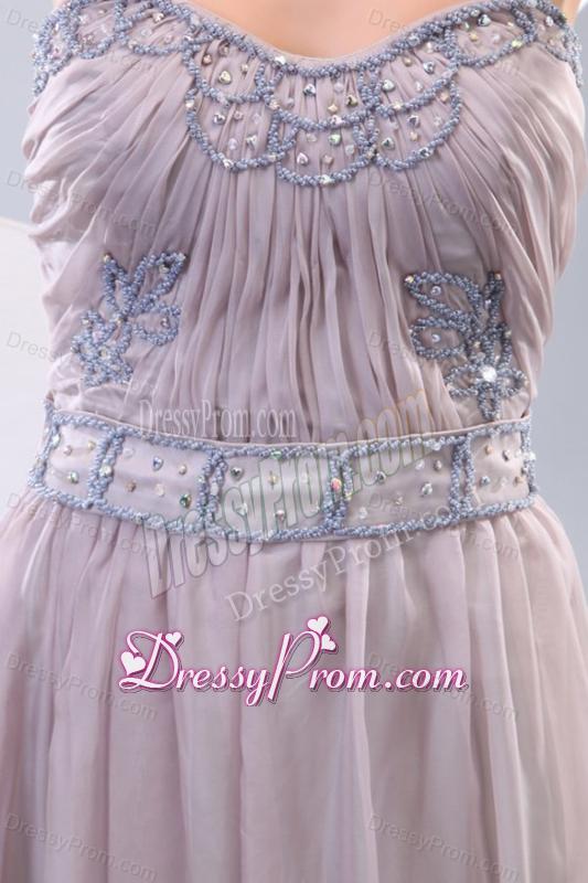Empire Strapless Beading and Ruching Chiffon Floor-length Prom Dress