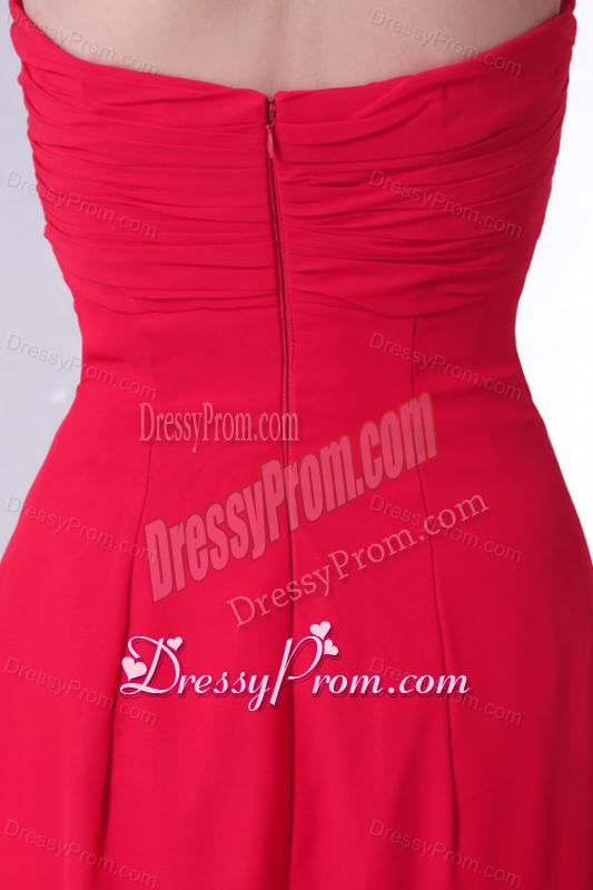 Beaded Decorate Brust Sweetheart Empire Chiffon Prom Dress in Red