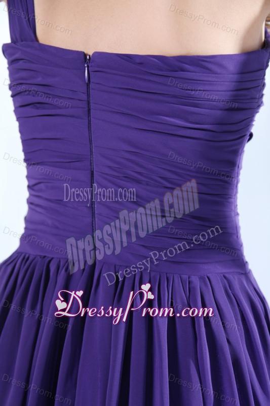 Empire One Shoulder Prom Dress with Beading and Ruching