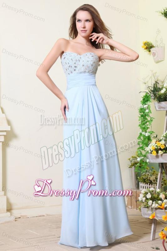 Empire Sweetheart Beading Light Blue Chiffon Prom Dress