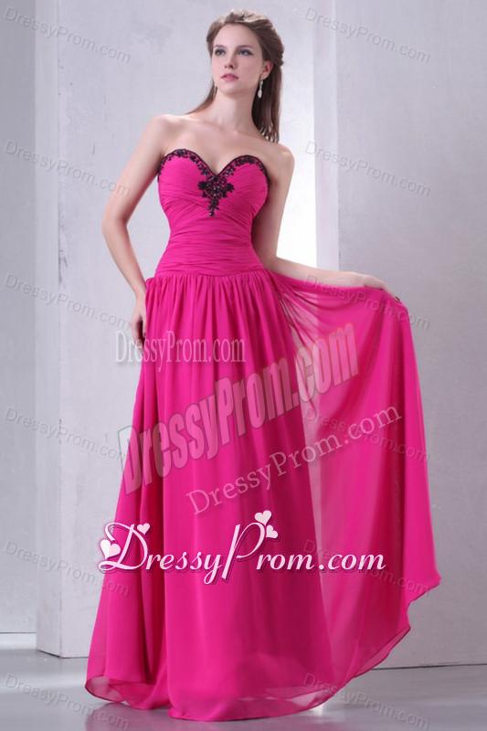 Hot Pink Empire Sweetheart Prom Dress with Beading