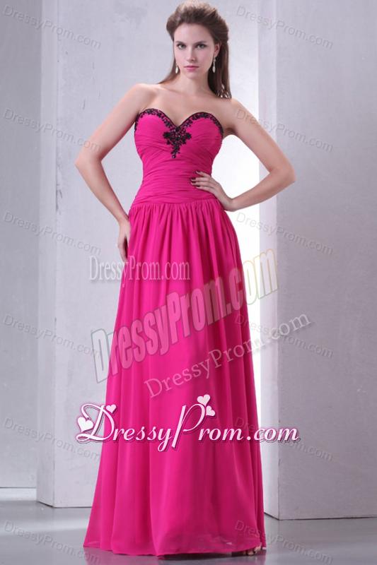 Hot Pink Empire Sweetheart Prom Dress with Beading