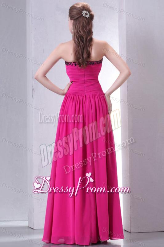 Hot Pink Empire Sweetheart Prom Dress with Beading