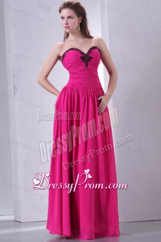 Hot Pink Empire Sweetheart Prom Dress with Beading