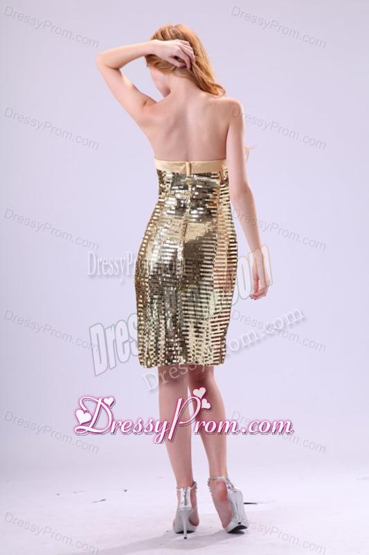 Column Strapless Sequins Prom Dress with Bowknot