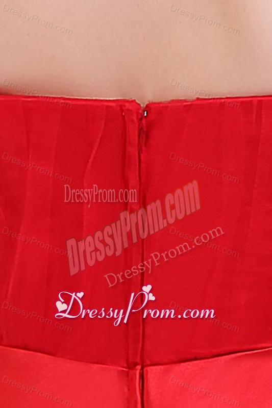 Cute Empire Sweetheart Red Floor-length Tulle Prom Dress with Ruching