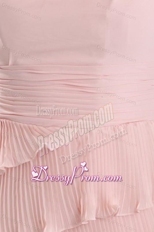 Empire One Shoulder Hand Made Flower Ruffled Layers Prom Dress