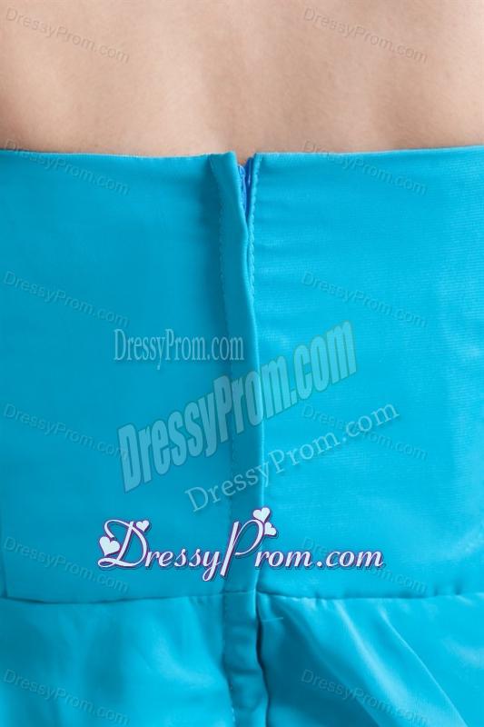 Empire Scoop Ankle-length Chiffon Aqua Blue Ruffles Prom Dress