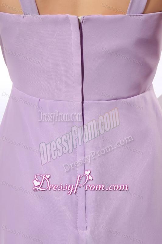 Simple Lilac Straps Prom Dress with Mini-length Chiffon