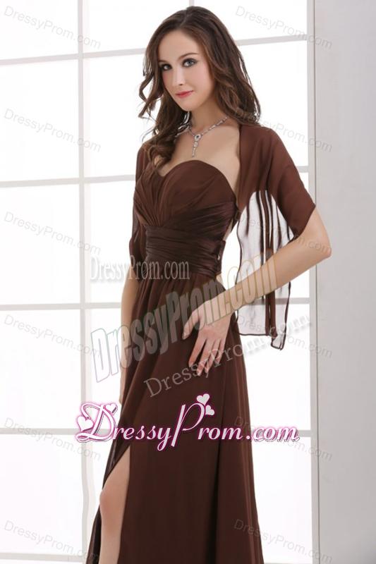 Sweetheart Empire Chiffon Ruche Decorate Prom Dress with Silt