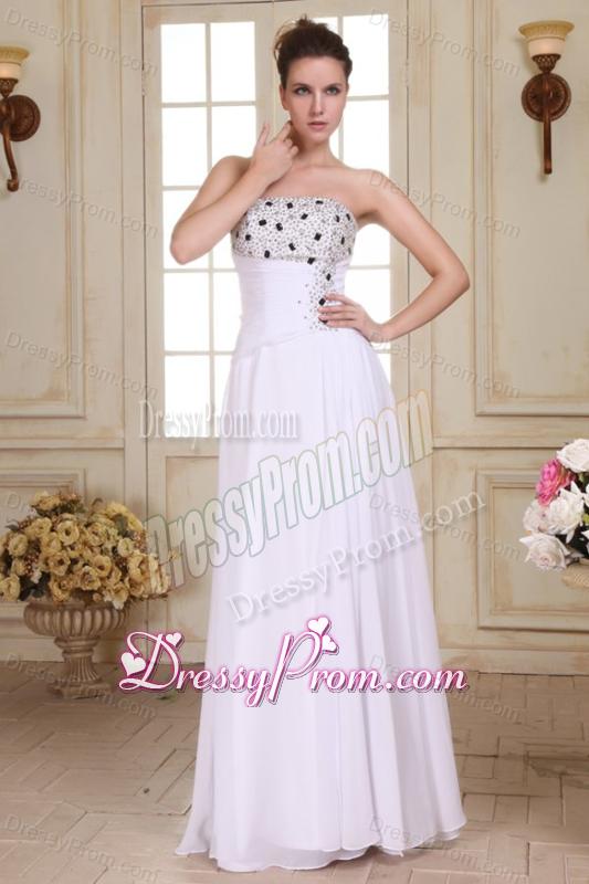 Beaded Decorate Brust and Silt Empire Strapless Chiffon Prom Dress