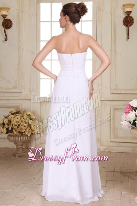 Beaded Decorate Brust and Silt Empire Strapless Chiffon Prom Dress