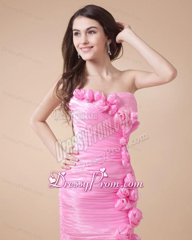 Cute Column Sweetheart Mini-length Ruching Taffeta Prom Dress