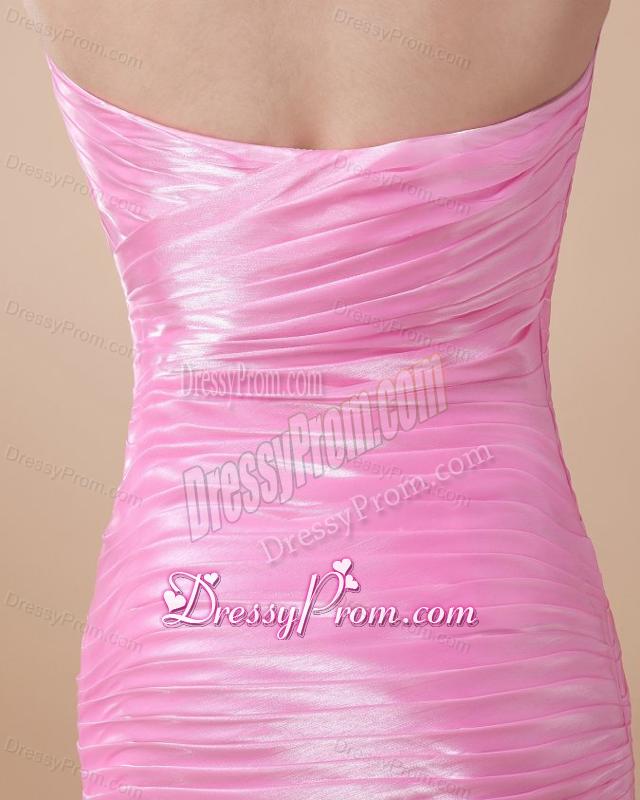 Cute Column Sweetheart Mini-length Ruching Taffeta Prom Dress