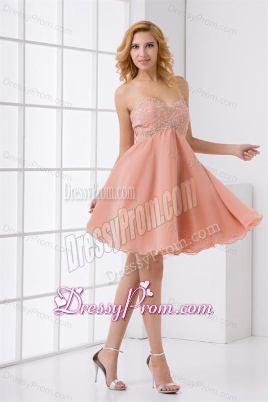 Cute A-line Sweetheart Beading Mini-length Chiffon Prom Dress