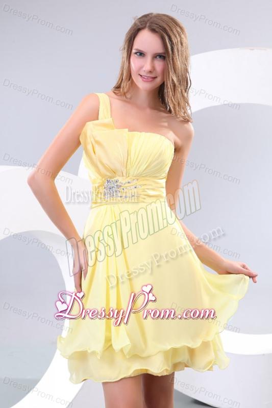 Empire One Shoulder Beading Chiffon Short Prom Dress Prom Dress