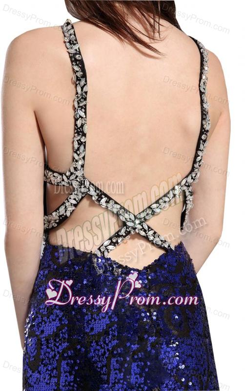 Mermaid Straps Sequins Beading Floor-length Purple Prom Dress