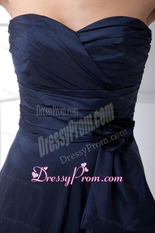 Simple Blue Column Sweetheart Floor-legnth Ruching Prom Dress