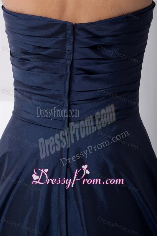 Simple Blue Column Sweetheart Floor-legnth Ruching Prom Dress