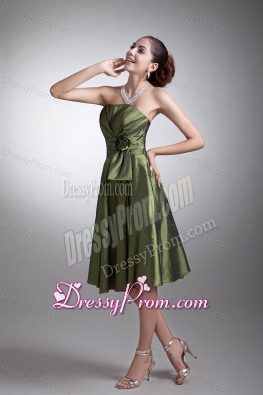 Simple Green Column Sweetheart Knee-length Ruching Prom Dress