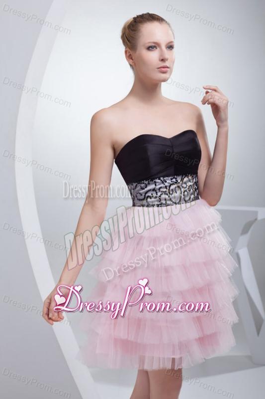 Sweetheart A-line Sweetheart Mini-length Beading Prom Dress with Side Zipper