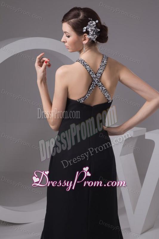 Sexy Empire Halter Beading Chiffon Prom Dress with Court Train