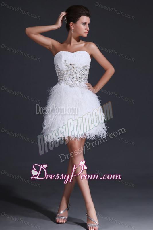 White Short Sweetheart Prom Dress with Embroidery and Beading