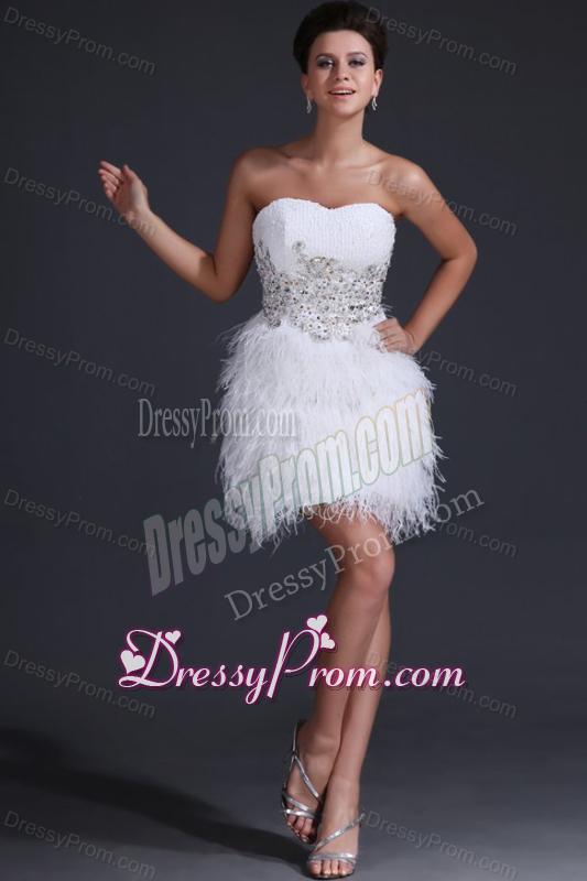 White Short Sweetheart Prom Dress with Embroidery and Beading