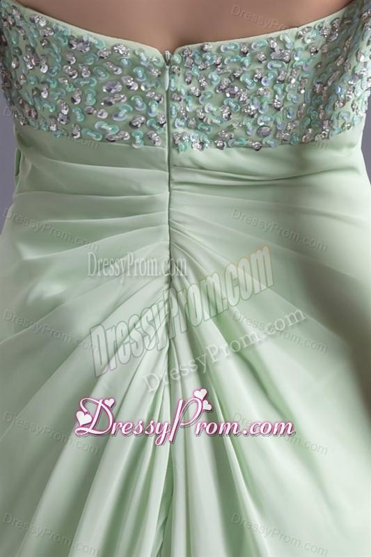 A-line Sweetheart High-low Green Beading Chiffon Prom Dress
