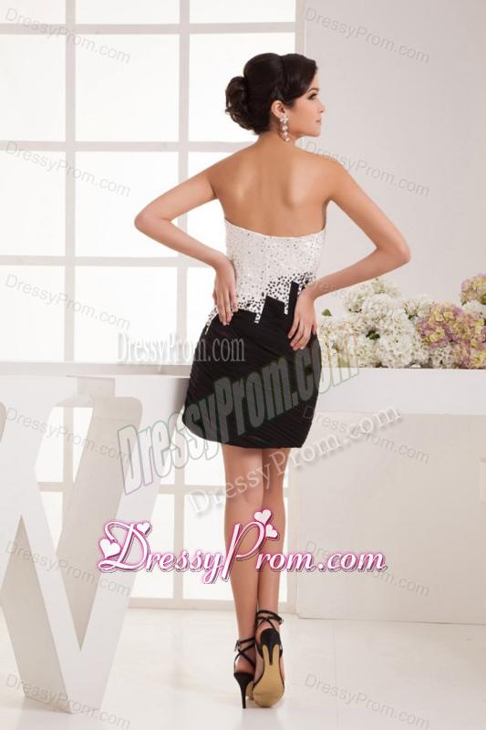 Column Strapless Mini-length Beading White 2014 Prom Dress