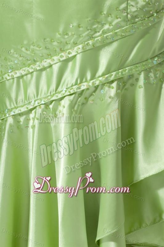 Column Sweetheart High-low Taffeta Beading Spring Green Prom Dress