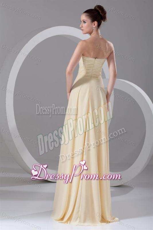 Elegant Empire Sweetheart Floor-length Champagne Ruching Chiffon Prom Dress