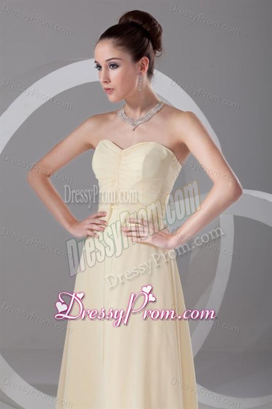 Elegant Empire Sweetheart Floor-length Champagne Ruching Chiffon Prom Dress