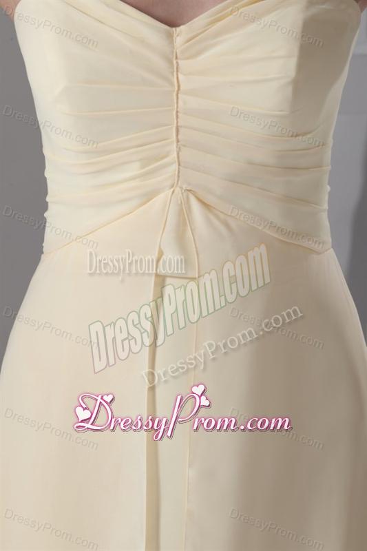 Elegant Empire Sweetheart Floor-length Champagne Ruching Chiffon Prom Dress