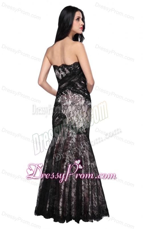 Mermaid Black Sweetheart Lace Floor-length Prom Dress