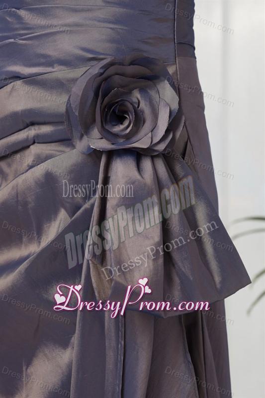 Elegant Column Grey Sweetheart Long Taffeta Prom Dress with Ruching