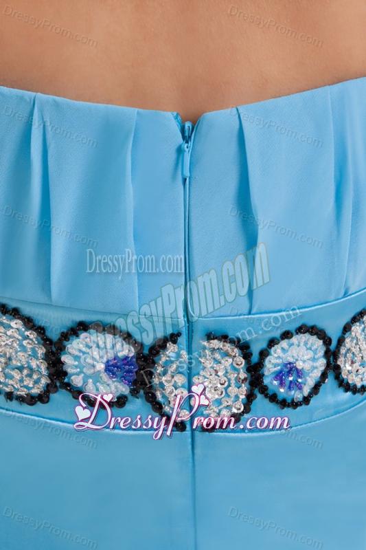 Empire Strapless Blue Chiffon Mini-length Prom Dress