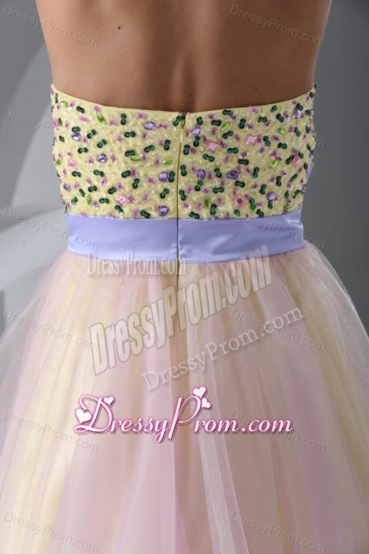 Princess Champagne Sweetheart Appliques Knee-length Prom Cocktail Dress
