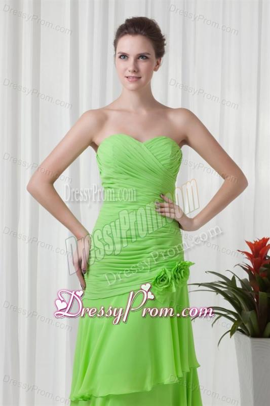 Champagne A-line Strapless Knee-length Taffeta Ruching Prom Dress
