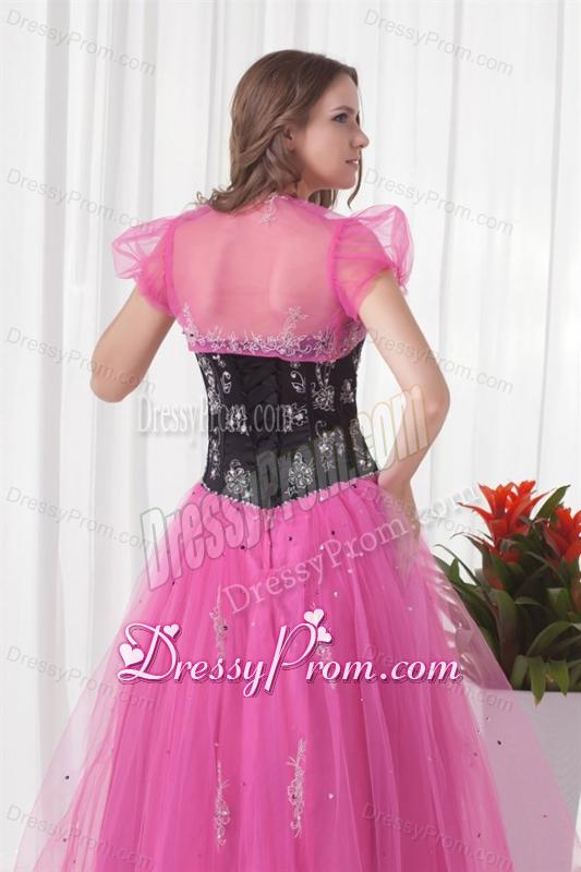 Princess Sweetheart Tulle Lace Up Beading Prom Dress in Pink