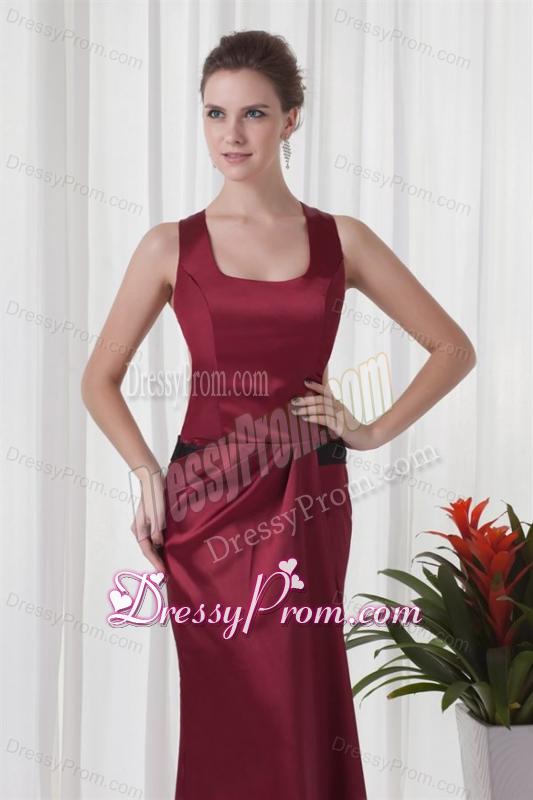 Simple Square Column Red Criss Cross Prom Dress with Ruching