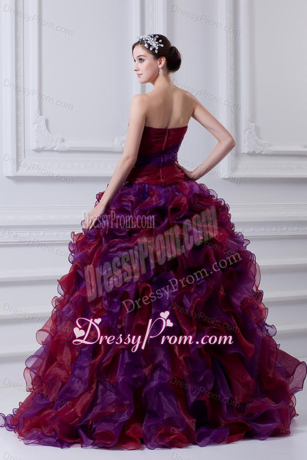 2014 Multi-color Sweetheart Ball Gown Beading Quinceanera Dress with Ruffles