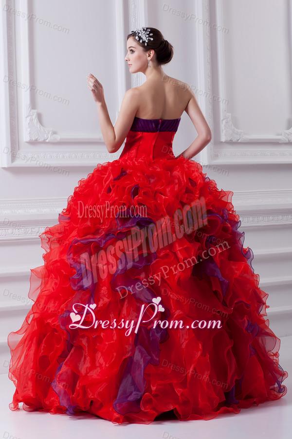 Fashionable Sweetheart Beading and Appliques Multi-color Quinceanera Dress with Ruffles
