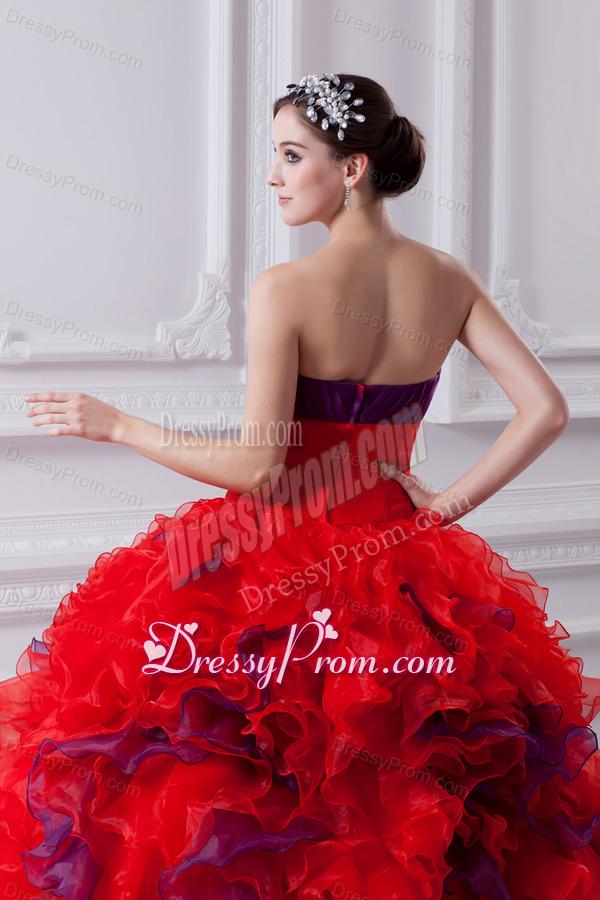 Fashionable Sweetheart Beading and Appliques Multi-color Quinceanera Dress with Ruffles