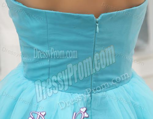 Aqua Blue Sweetheart Beading and Ruching Prom Dress