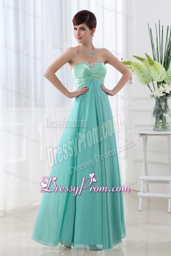 Empire Apple Green Sweetheart Backless Beading Prom Dress