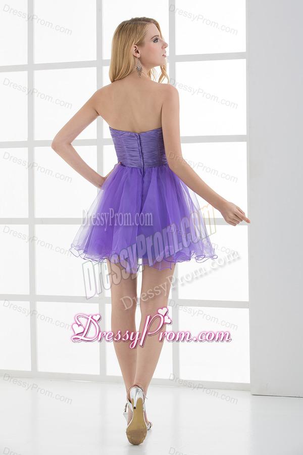 A-line Strapless Sleeveless Beading and Ruching Prom Dress