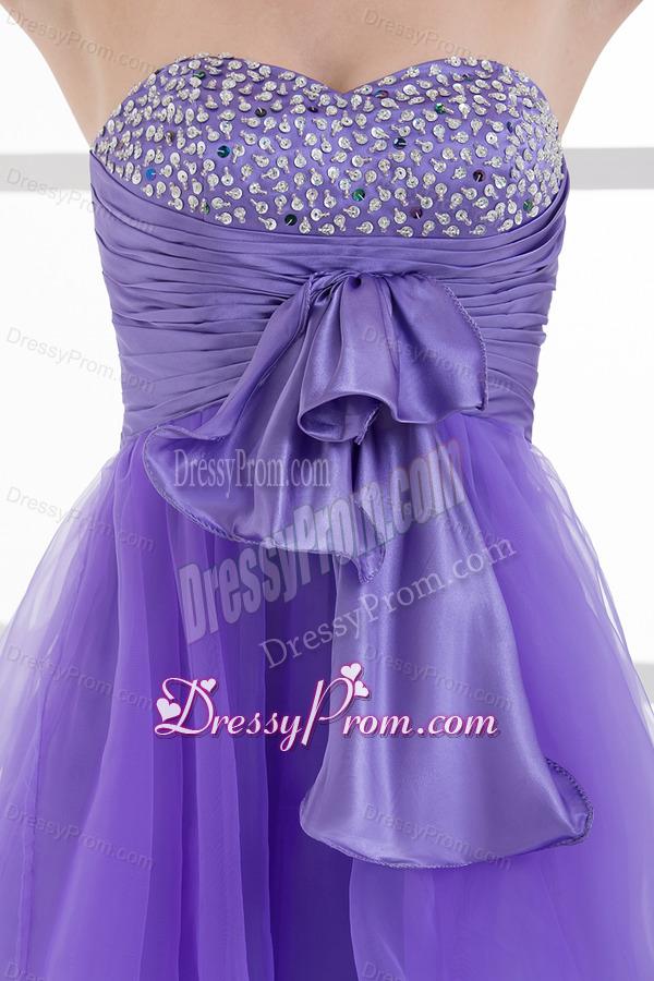 A-line Strapless Sleeveless Beading and Ruching Prom Dress