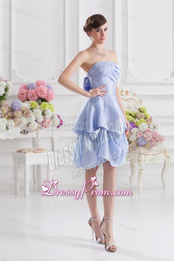 Lavender Strapless Short Taffeta Prom Dress with Bowknot